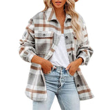 Autumn Women's Plaid Jacket Long Sleeve Lapel
