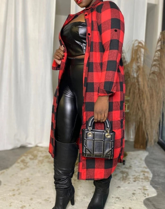 Women Spring Autumn Fashion jackets Plaid Print