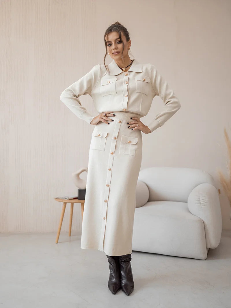 Vintage Knit Blazer Dress 2 Piece Matching Set