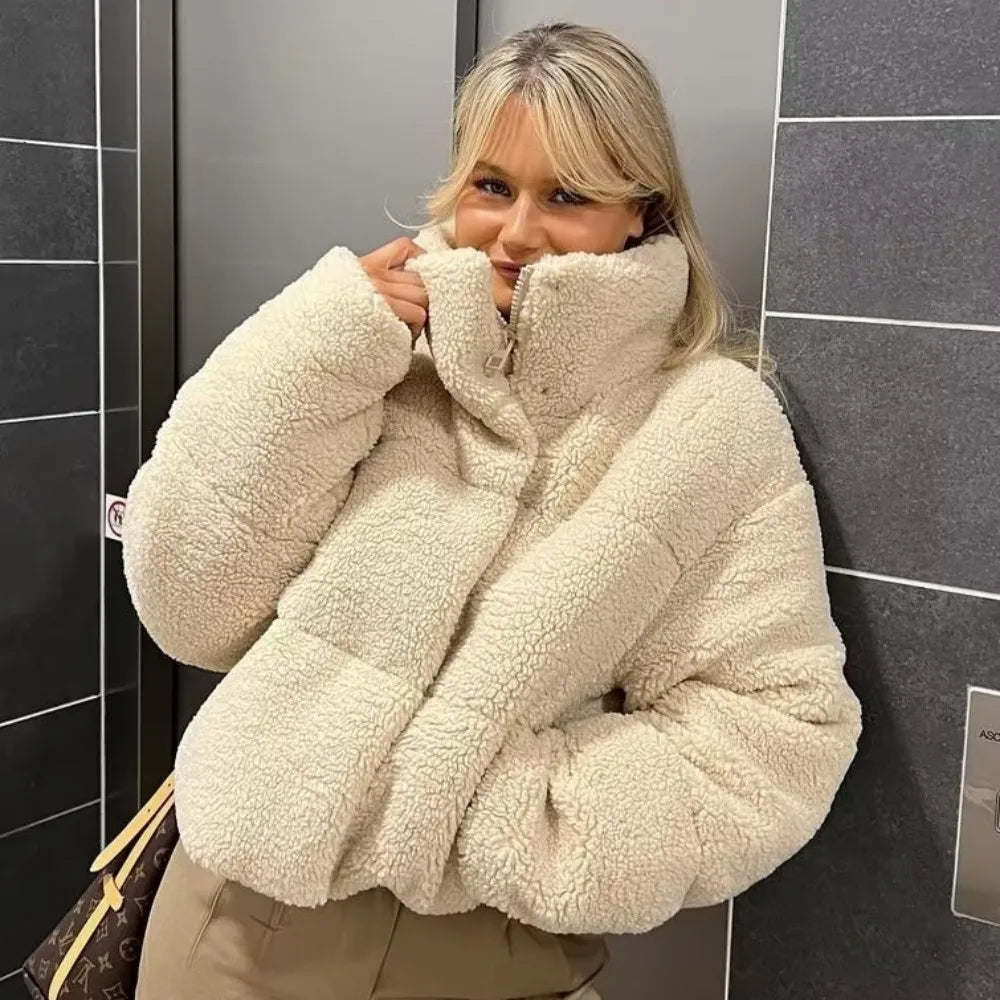 Women's Lamb Wool Short Cotton Coat