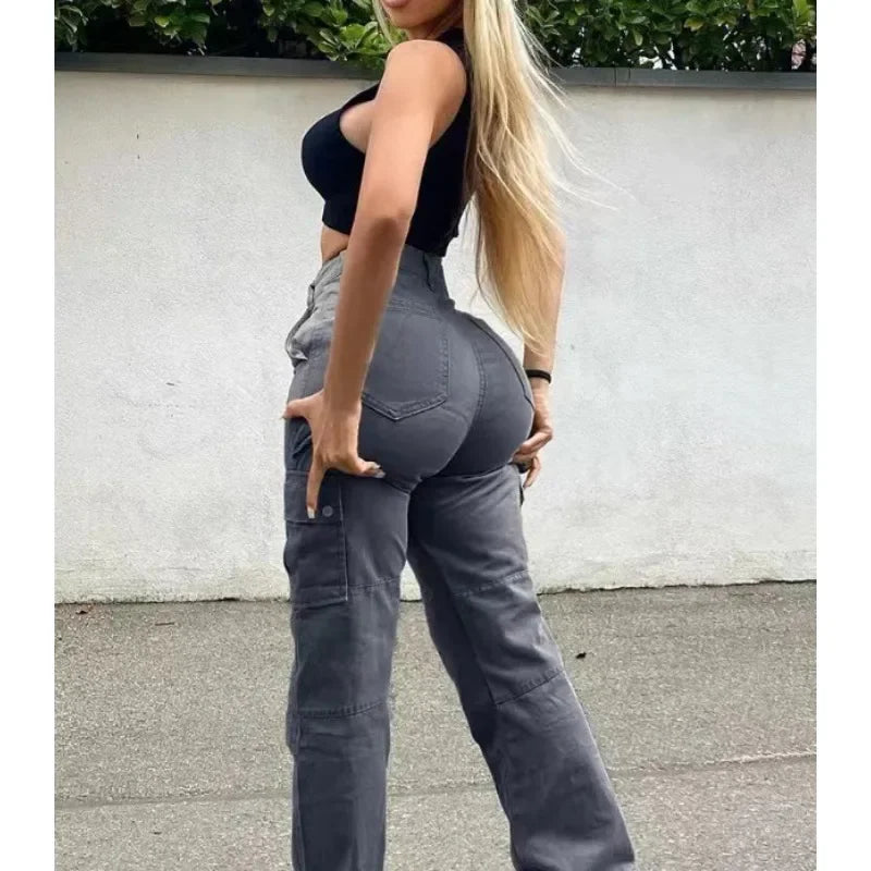 Women High Waist High Elastic Solid Jeans