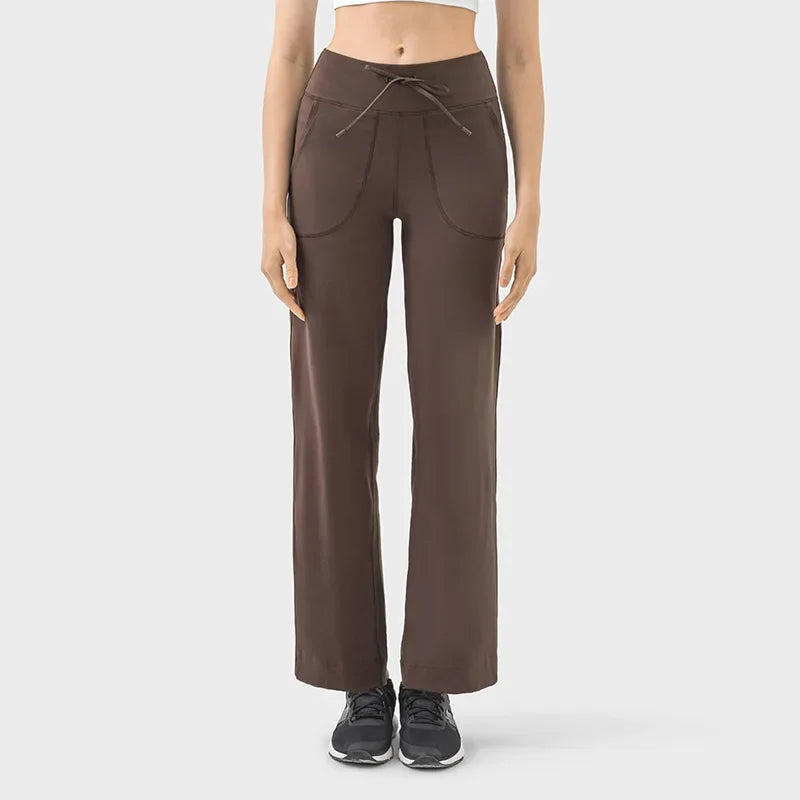 wide leg yoga pants drawstring
