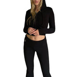 Women 2 Piece Outfits Zip Up Crop Jacket Pants Loungewear