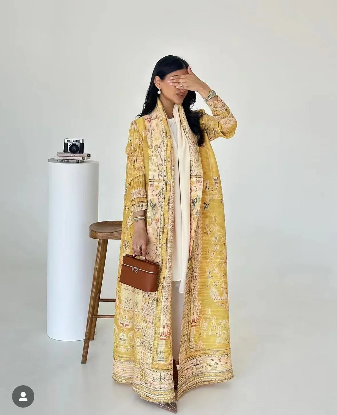 Miyake Pleated Print Foldable Collar Long Sleeve Coats