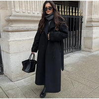 Street Ribbed Woolen Long Coat
