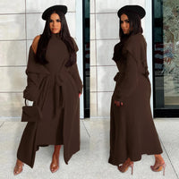 Two Piece Long Sleeve Round Neck Cardigan