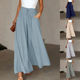 Elastic Wide Leg Pants Chiffon Trousers