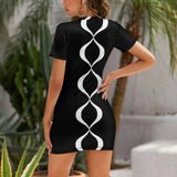 Women Sexy Tight Slit Back Knit Cocktail Dress