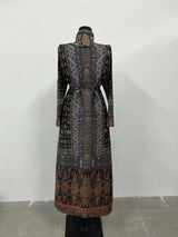 Miyake Pleated Print Foldable Collar Long Sleeve Coats
