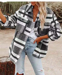 Autumn Women's Plaid Jacket Long Sleeve Lapel