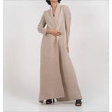 Miyake Pleated Print Foldable Collar Long Sleeve Coats