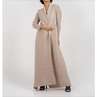 Miyake Pleated Print Foldable Collar Long Sleeve Coats