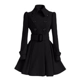 Autumn elegant woolen coat Fashion Lace-Up