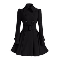 Autumn elegant woolen coat Fashion Lace-Up