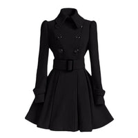 Autumn elegant woolen coat Fashion Lace-Up