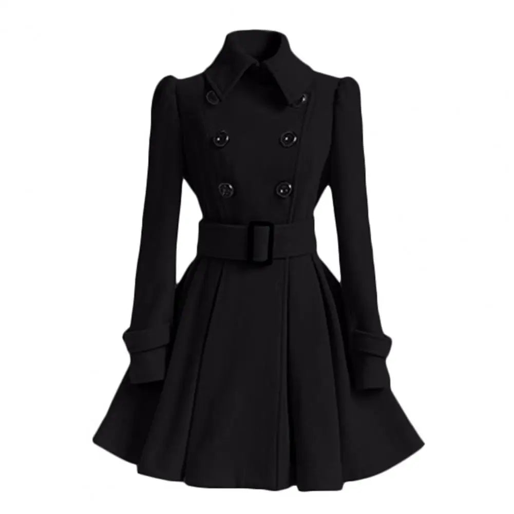 Autumn elegant woolen coat Fashion Lace-Up
