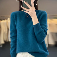 Women's Casual Knitted Pullover Coat – Soft O-Neck Winter Sweater