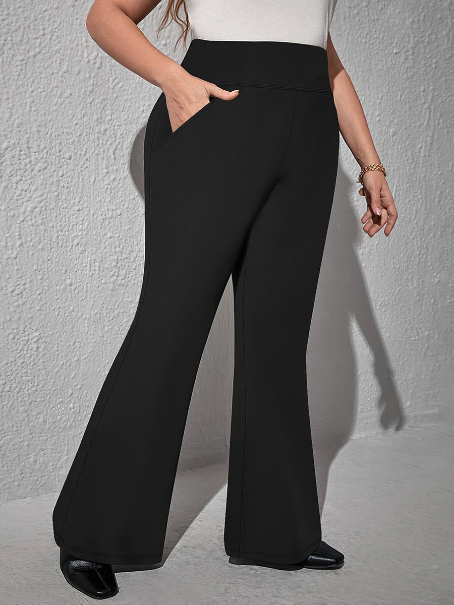 Women Plus Size High Waist Wide Leg Palazzo Pants