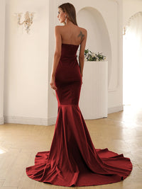 Missord Elegant Wine Mermaid Evening Dress