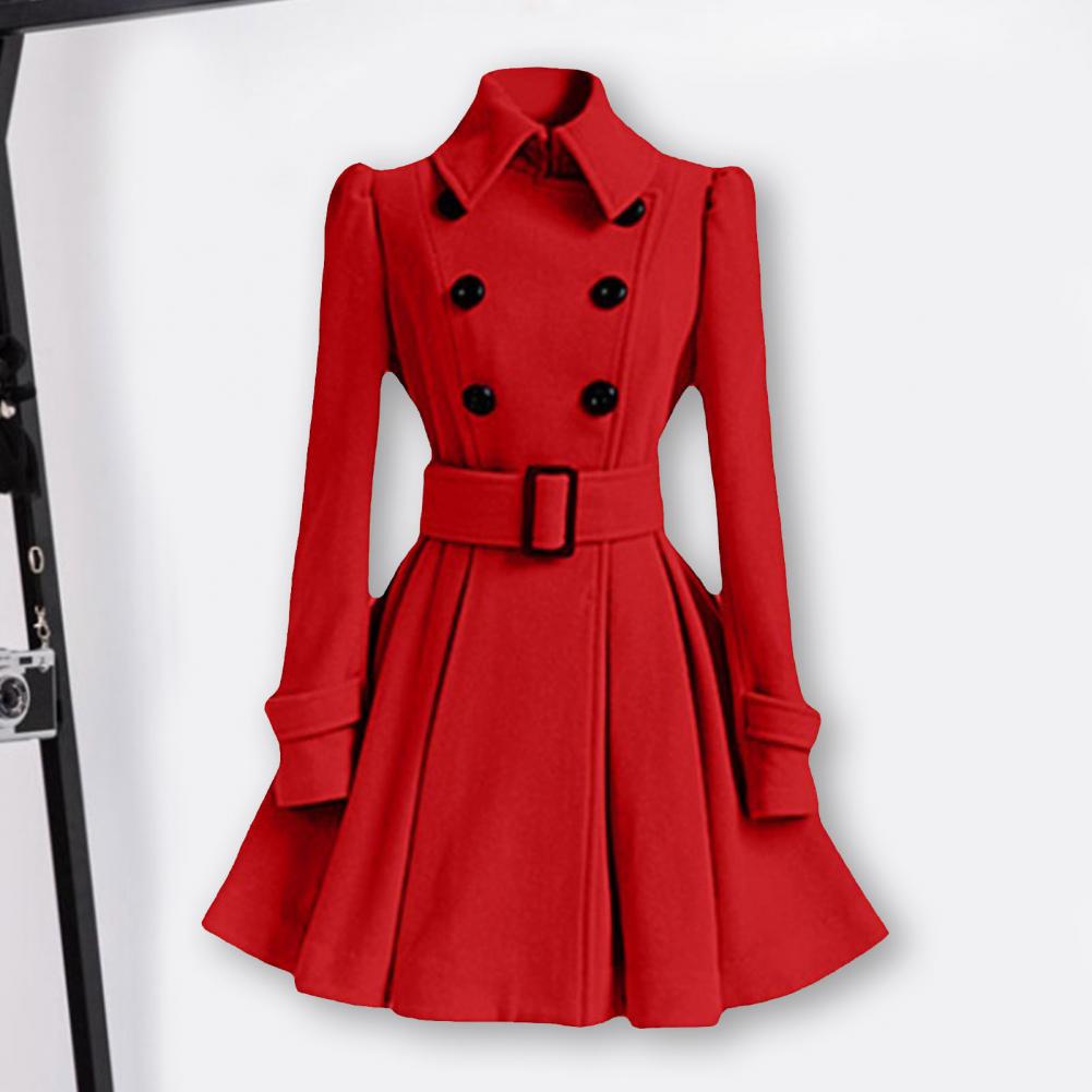 Autumn elegant woolen coat Fashion Lace-Up