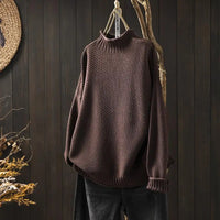 Vintage Turtleneck Pullover Women Knit Long Sleeve Top