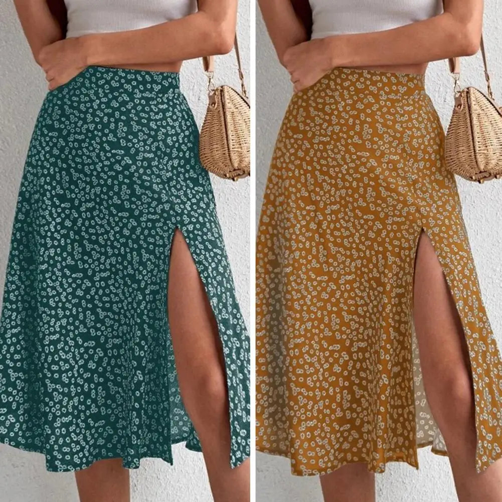 Maxi Skirt Elastic High Waist Ruffle Long Skirt