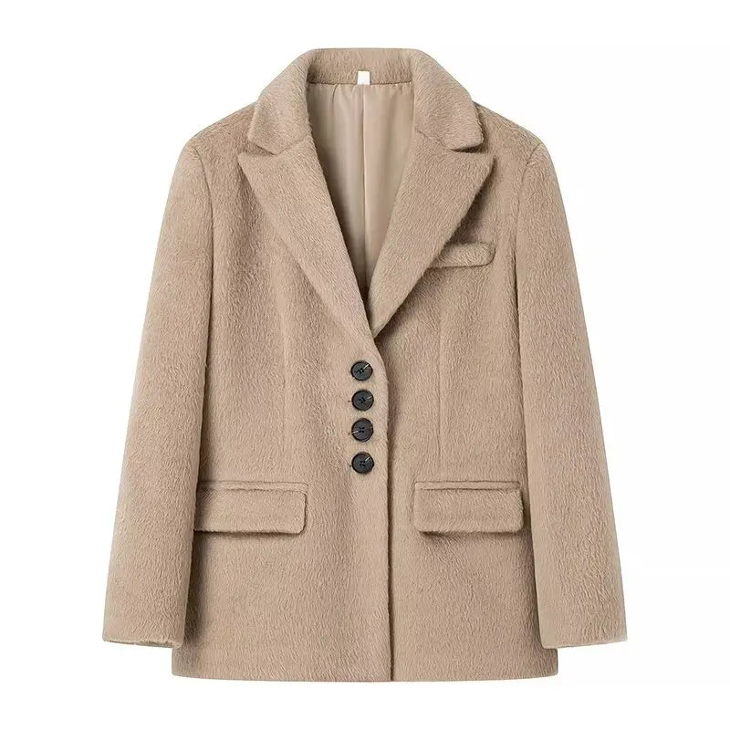 Streetwear Long Hairy Shaggy Blazer Coats
