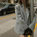 Streetwear Long Hairy Shaggy Blazer Coats