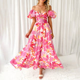 Elegant Floral Cutout Summer Dress