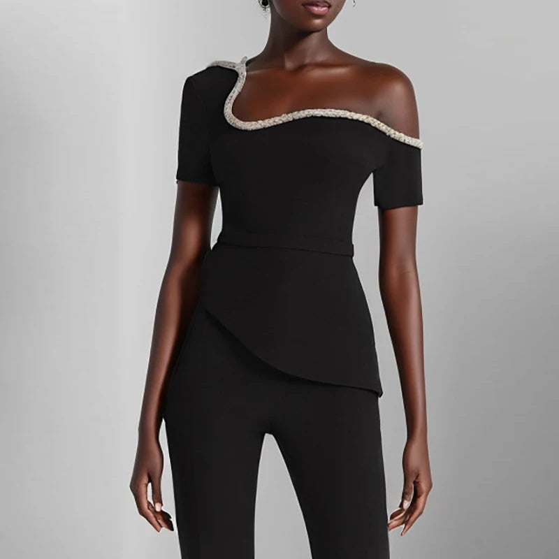 Dawery Sexy High Waist Asymmetrical Slim Jumpsuit