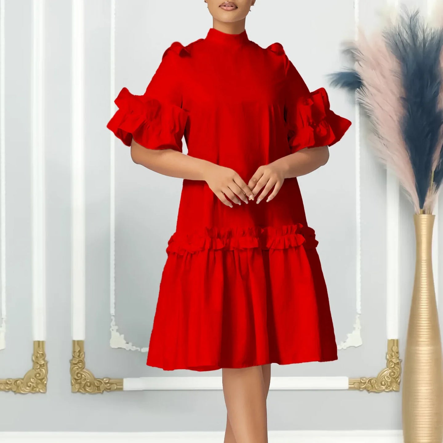 Elegant Half Sleeve Polyester gowns