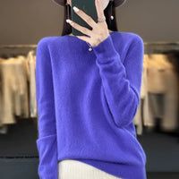 Women's Casual Knitted Pullover Coat – Soft O-Neck Winter Sweater