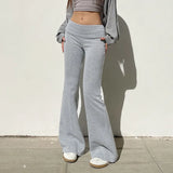 Basic Sexy Solid Flare Pants Retro Y2K Casual