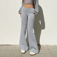 Basic Sexy Solid Flare Pants Retro Y2K Casual