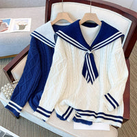 Bow Knit Sweater Pullover Women Long Sleeve V-neck Tops