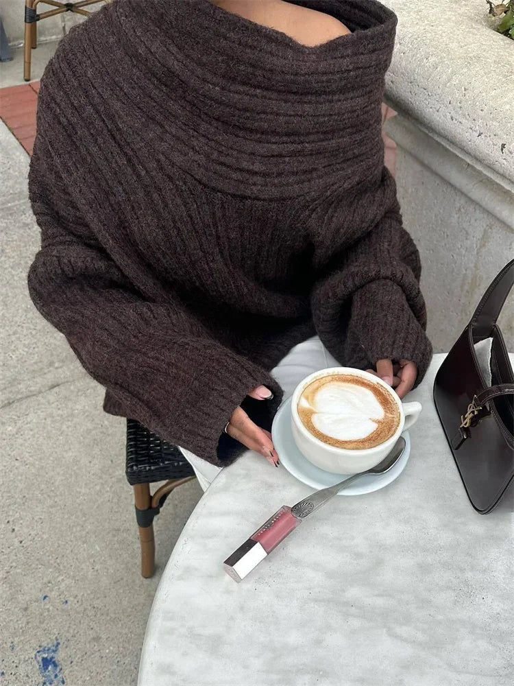 Tossy Off-Shoulder Solid Knit Sweater
