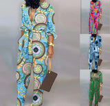Autumn Casual Jumpsuits fashion Print V-Neck