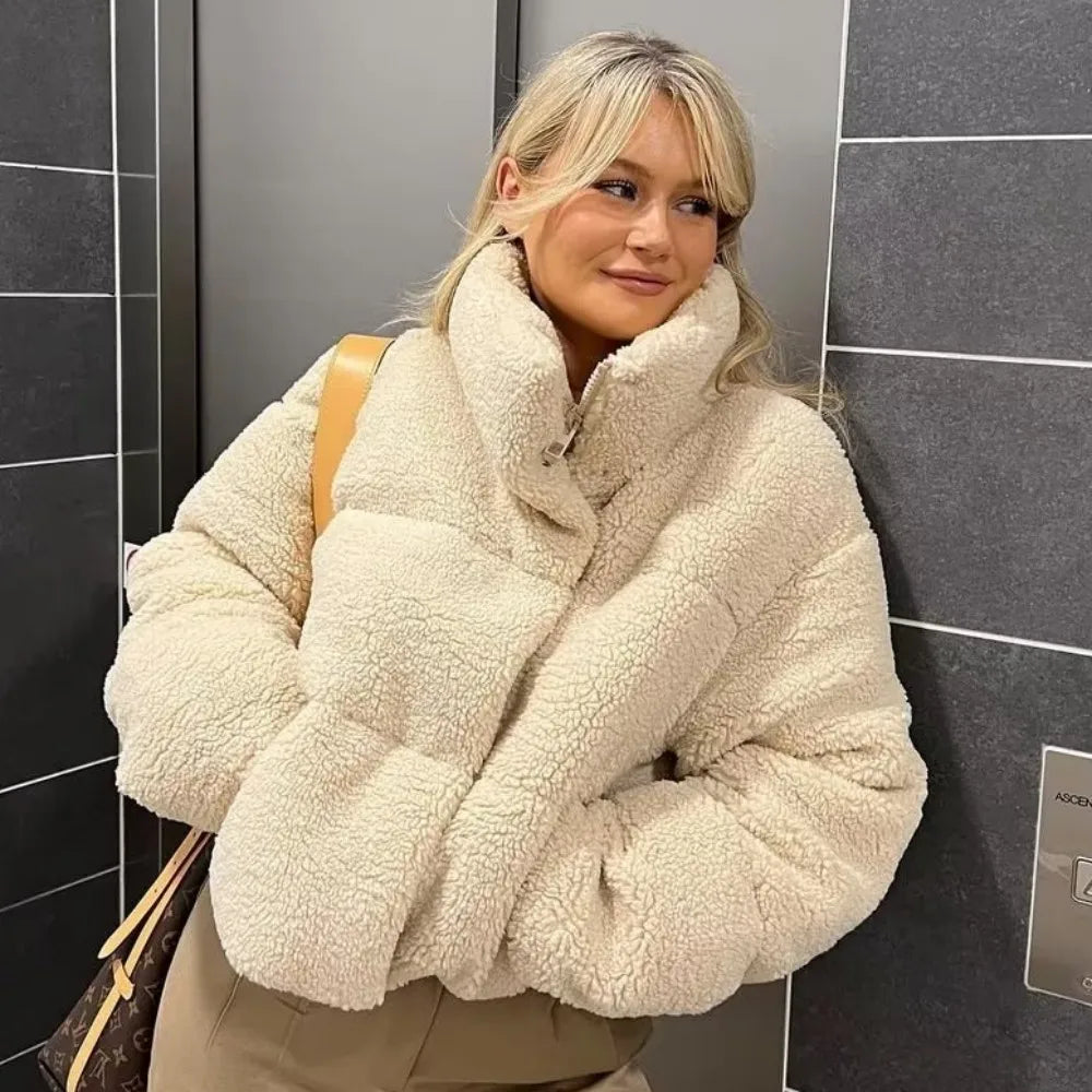Women's Lamb Wool Short Cotton Coat