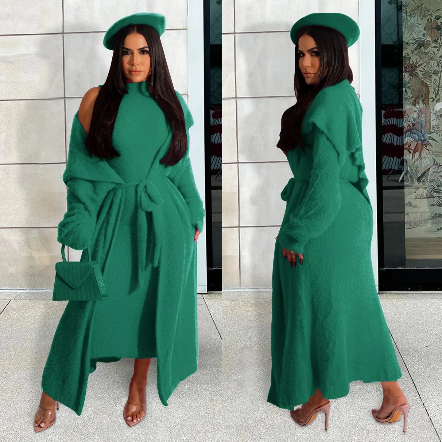 Two Piece Long Sleeve Round Neck Cardigan