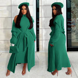 Two Piece Long Sleeve Round Neck Cardigan