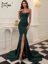 Missord Elegant Wine Mermaid Evening Dress