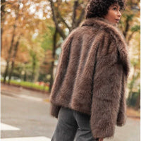 Long Sleeved Buttons Women's Faux Fur Coats
