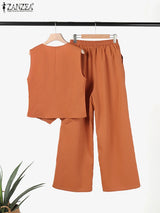 ZANZEA Woman Elegant 2-Piece Pant Sets