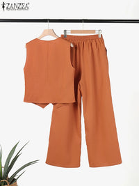 ZANZEA Woman Elegant 2-Piece Pant Sets
