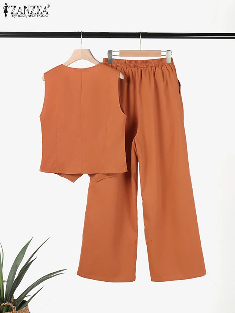 ZANZEA Woman Elegant 2-Piece Pant Sets