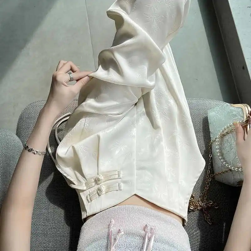Satin Jacquard Suit Pants for Women