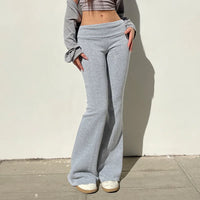 Basic Sexy Solid Flare Pants Retro Y2K Casual