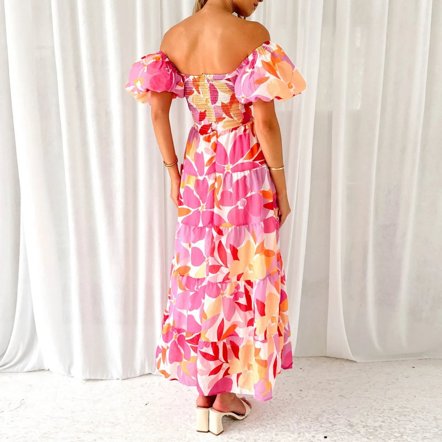 Elegant Floral Cutout Summer Dress