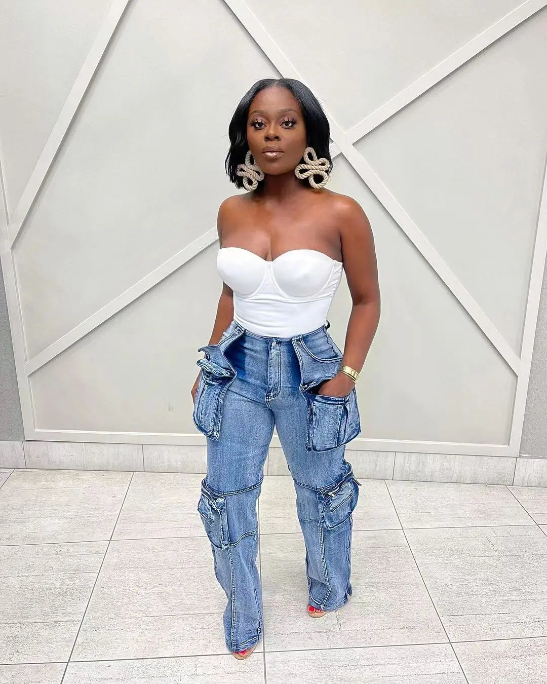 Vintage Washed Distressed Women Jeans