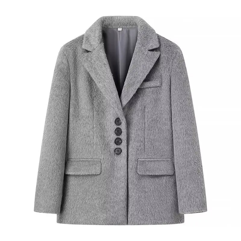 Streetwear Long Hairy Shaggy Blazer Coats